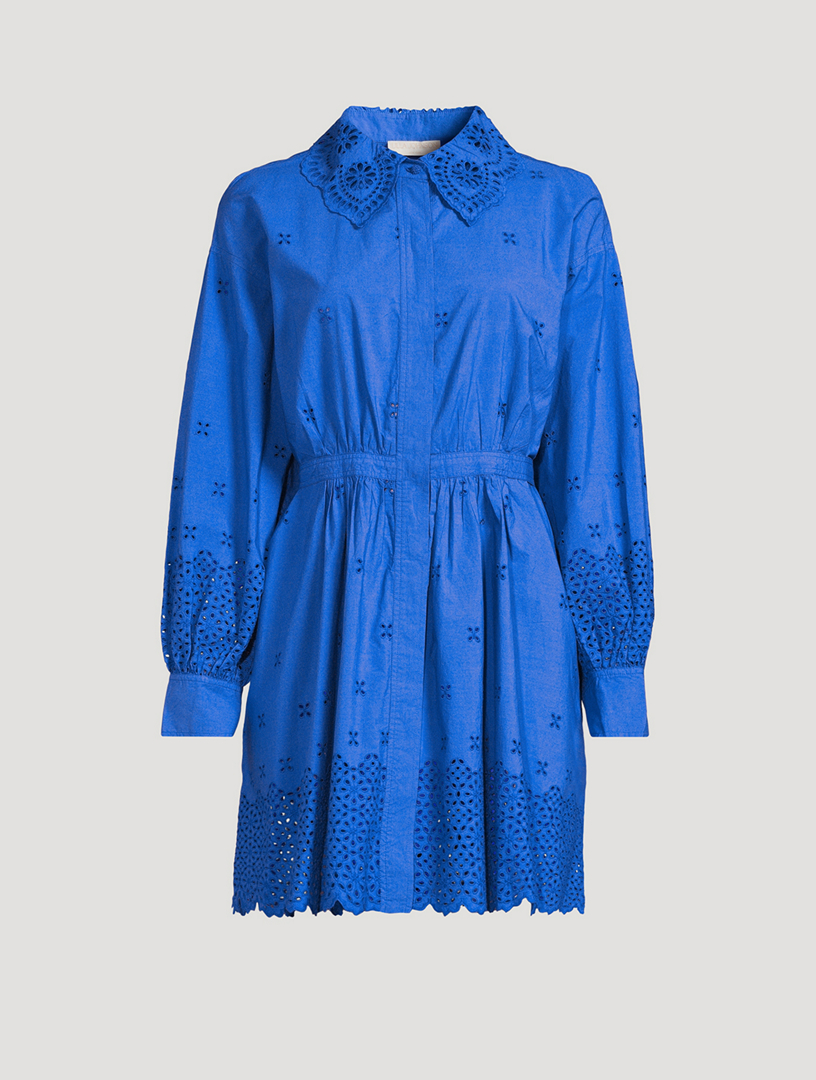 Gemma Eyelet Mini Shirt Dress