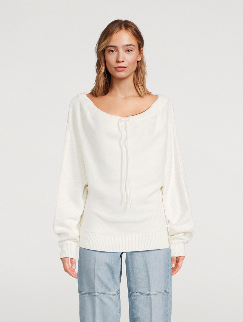Ruched Dolman-Sleeve Sweater