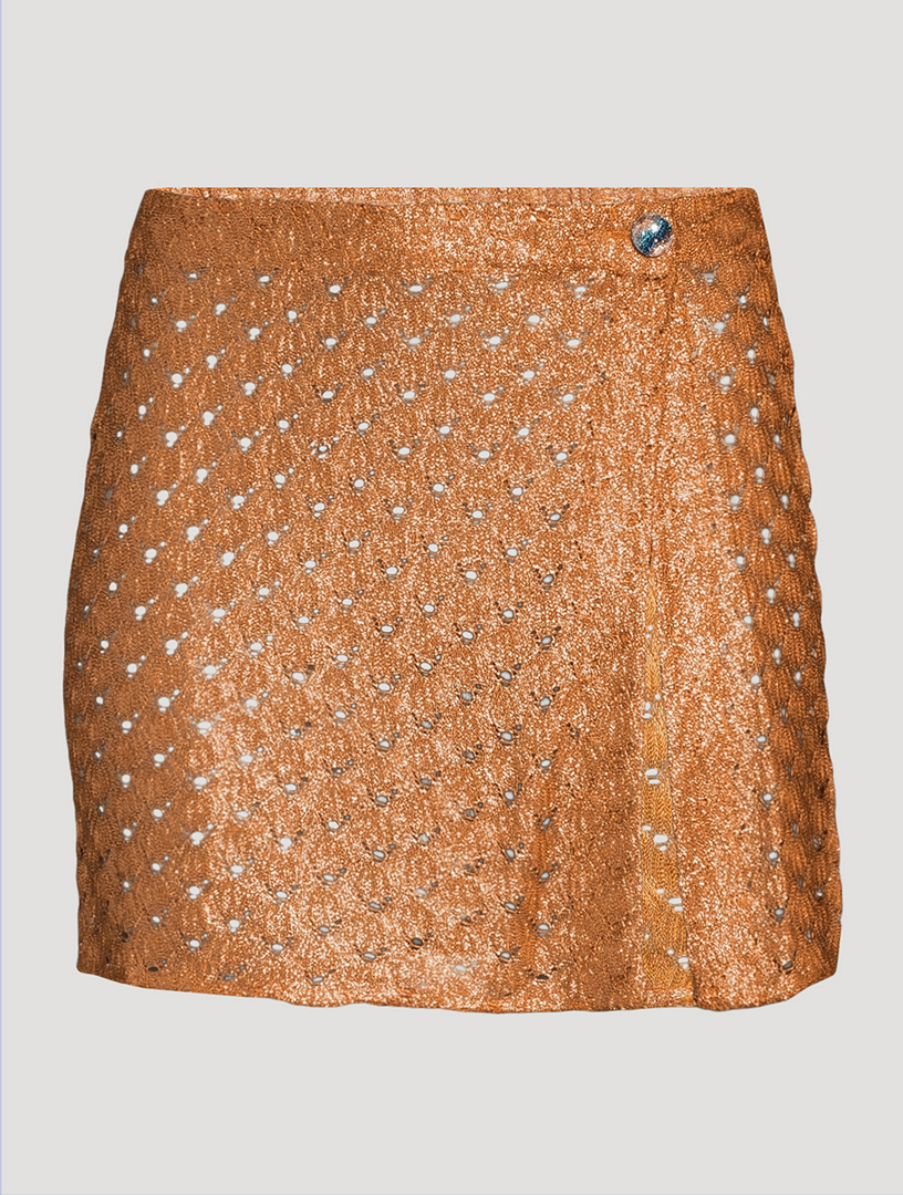 Metallic wrap 2024 mini skirt