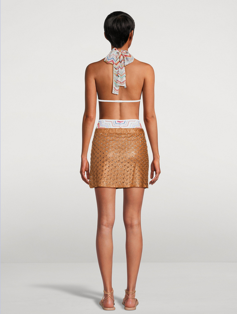 Metallic Wrap Mini Skirt
