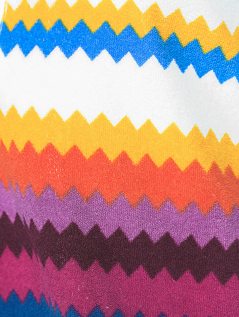 Cropped Polo Shirt Zig Zag Print
