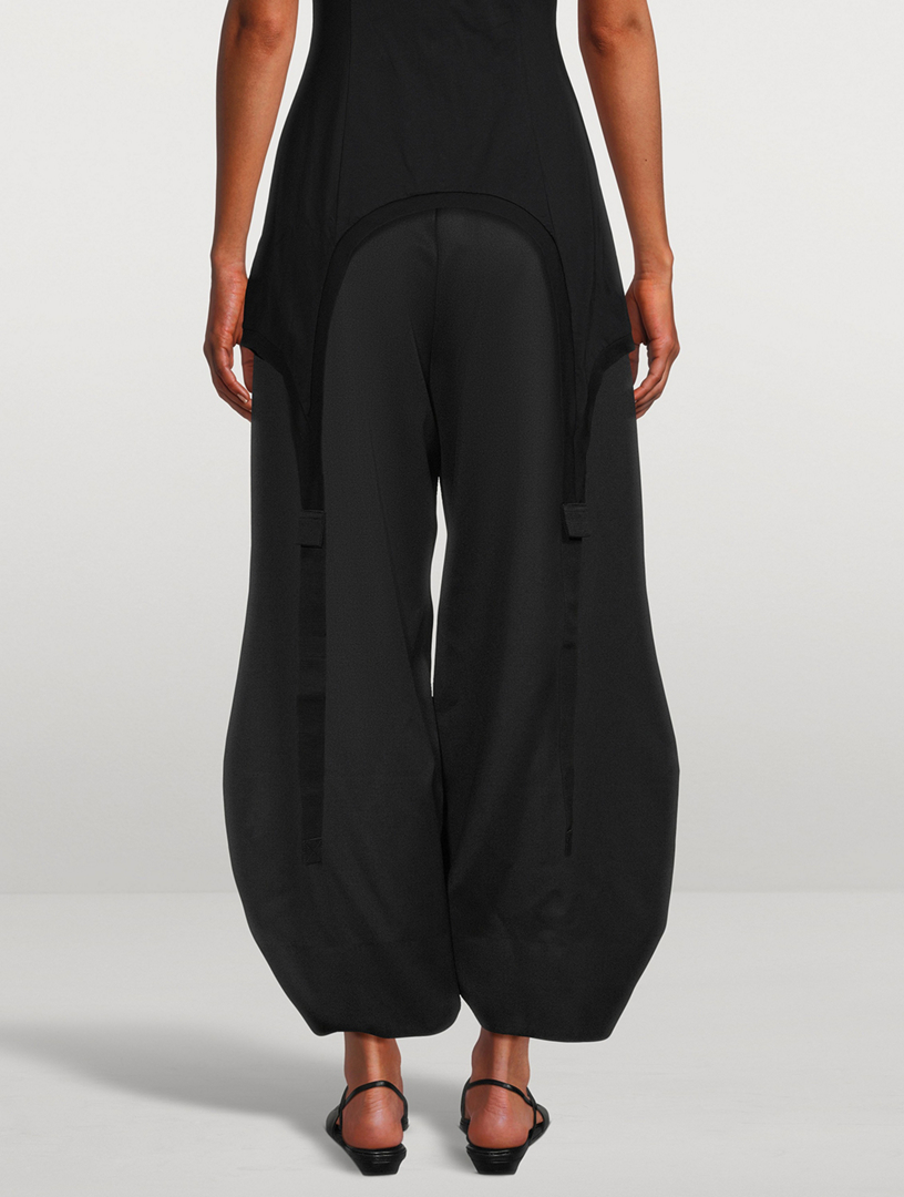 Ruched Wide-Leg Trousers