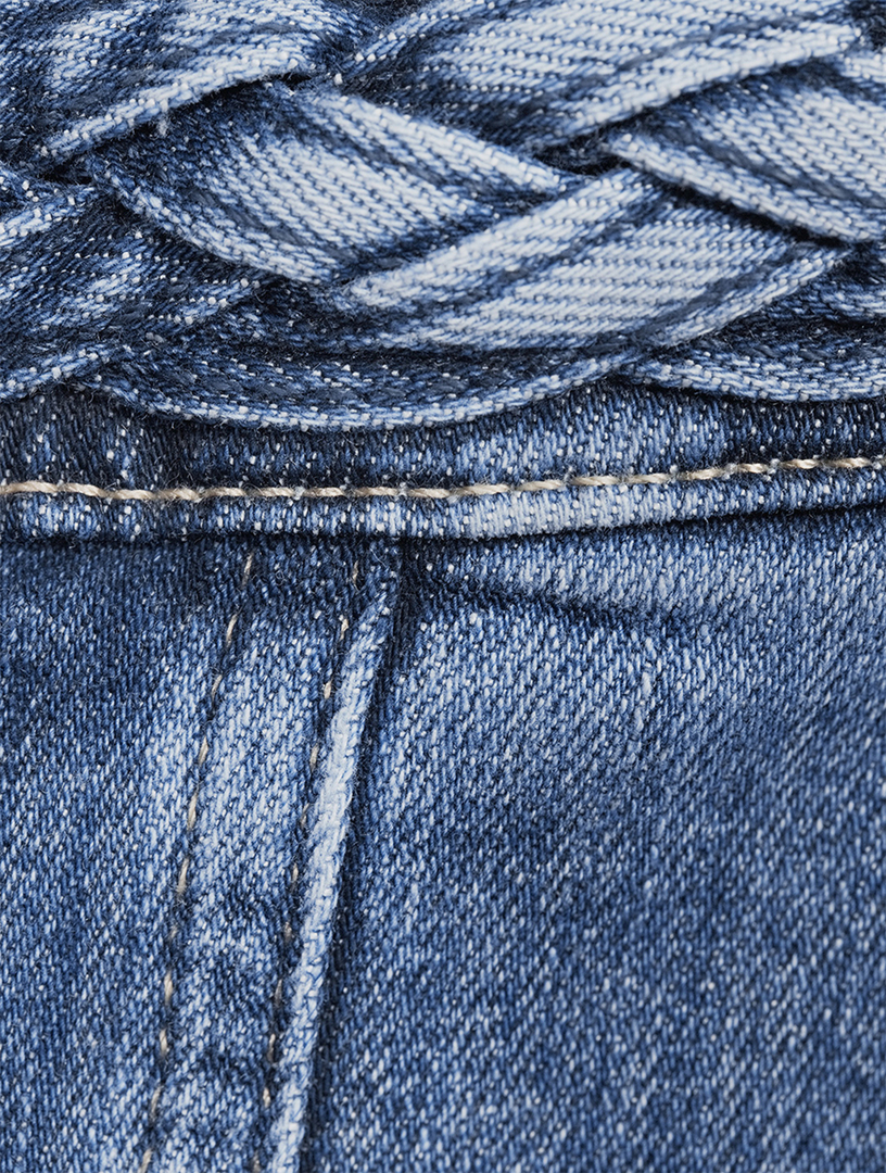 Braided-Hem Wide-Leg Jeans