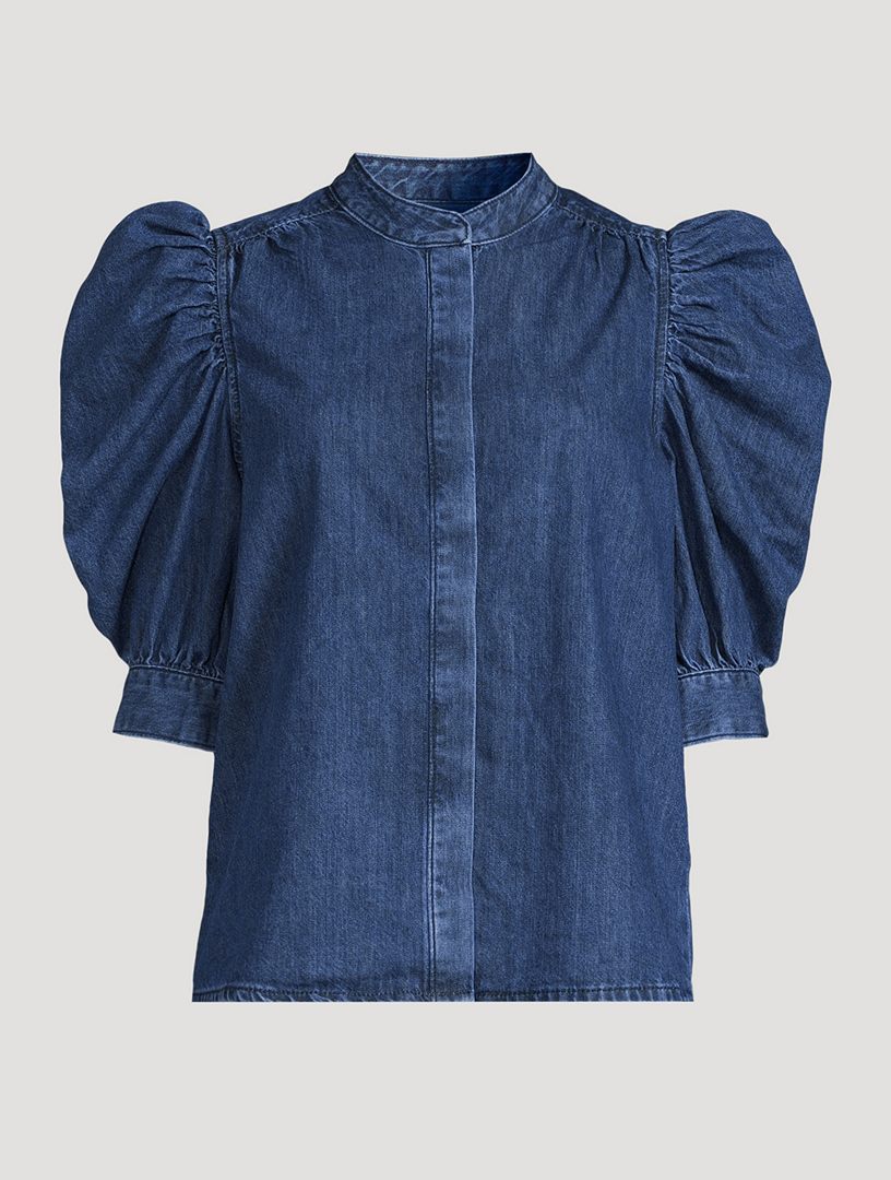 Gillian Short-Sleeve Denim Shirt