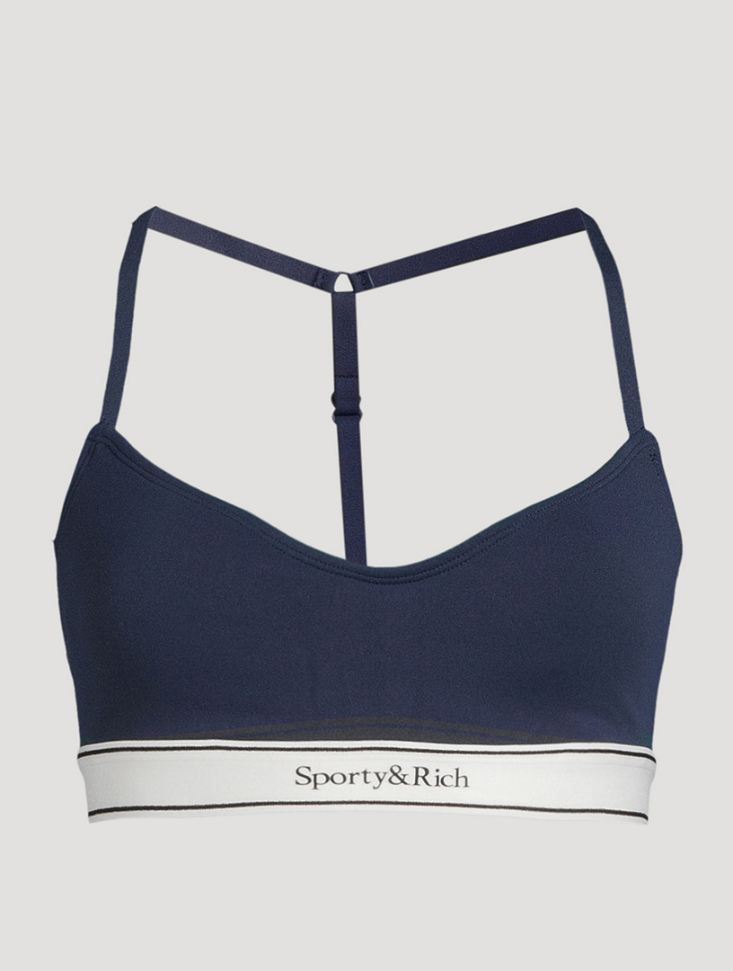 Sporty & Rich Women's Serif Logo Rib Leggings in Baby Blue/White Sporty &  Rich
