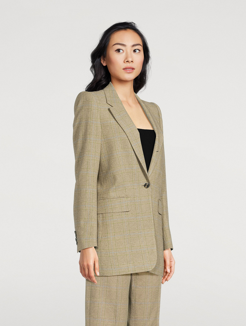 Bemer Single-Breasted Blazer Prince of Wales Print