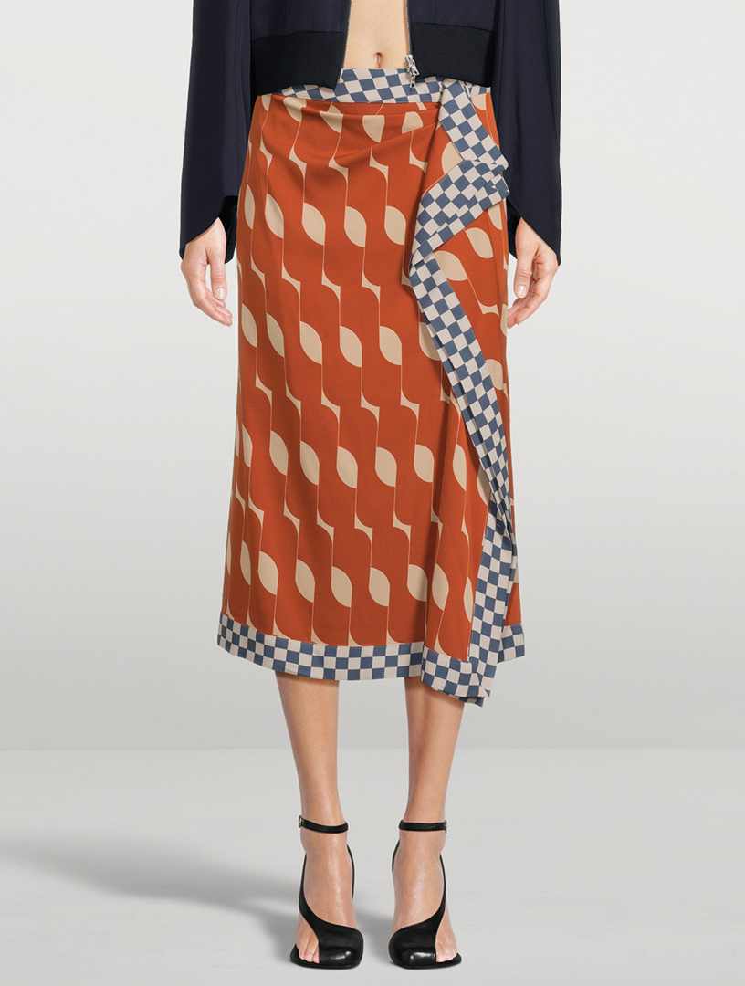 DRIES VAN NOTEN Sole Midi Skirt In Geometric Print