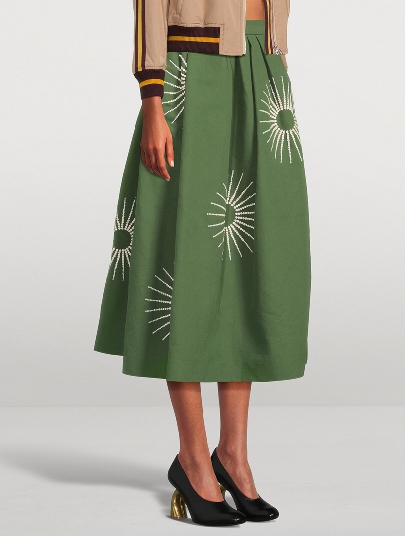 Soni Sequin-Embellished Cotton Midi Skirt