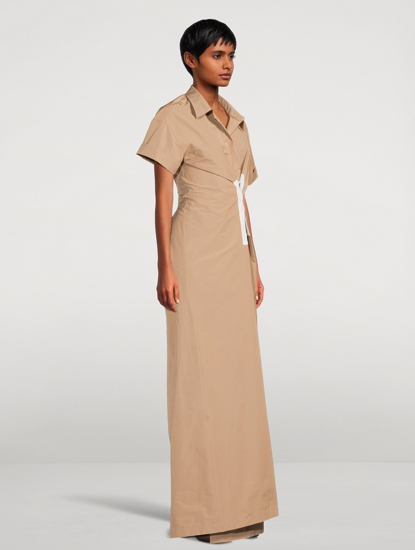 Delick Lace-Up Shirt Dress