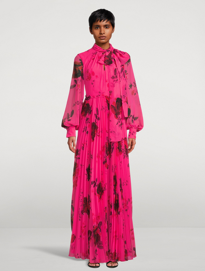 Puff-Sleeve Gown Cavendish Rose Print