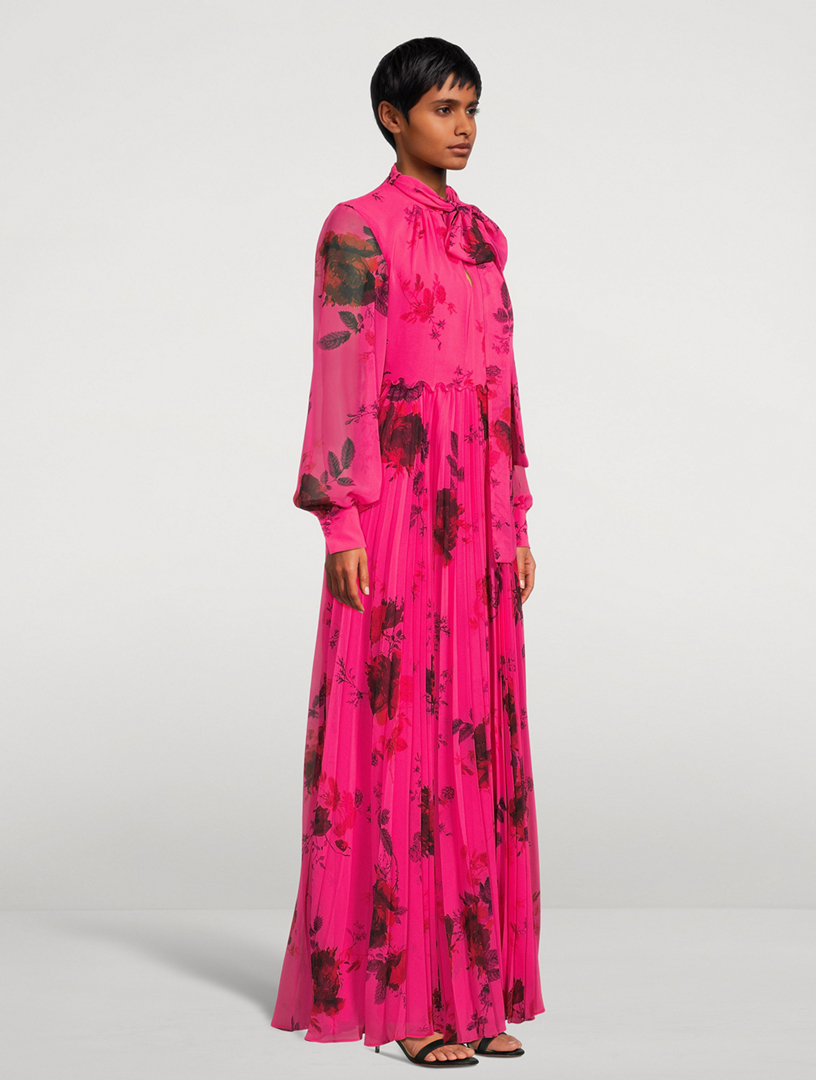 Puff-Sleeve Gown Cavendish Rose Print