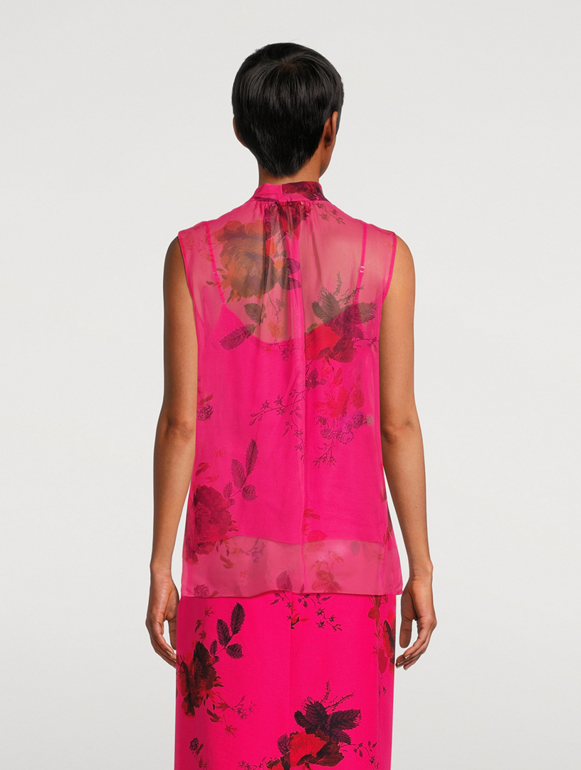 Tie-Neck Blouse Cavendish Rose Print