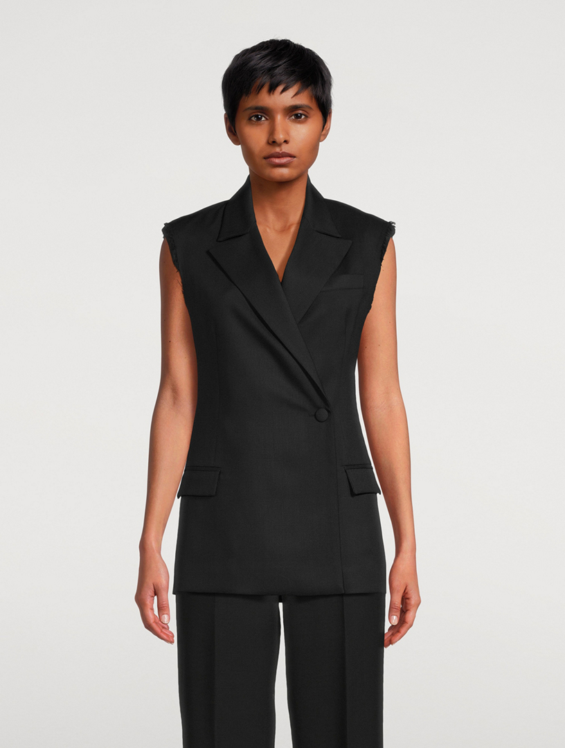 Sleeveless Wool Blazer