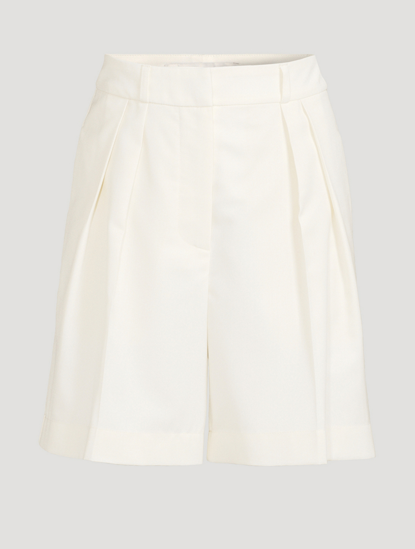 Wide-Leg Wool Shorts