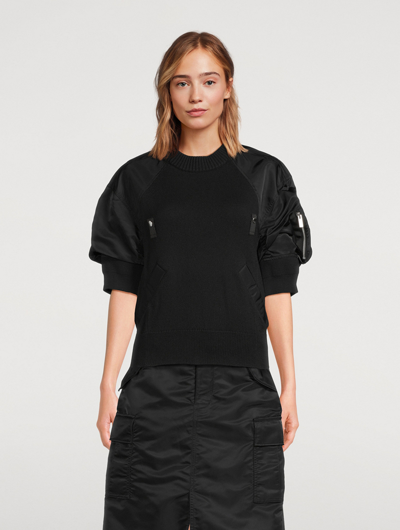 SACAI Nylon Twill Mix Sweater | Holt Renfrew