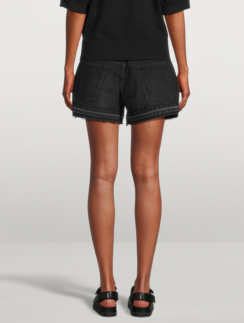 Mixed-Media Denim Shorts
