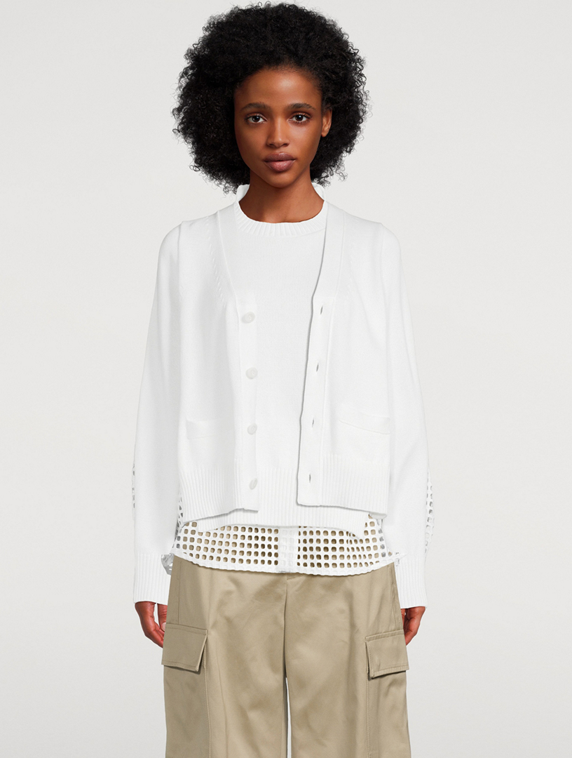 Perforated-Back Cardigan