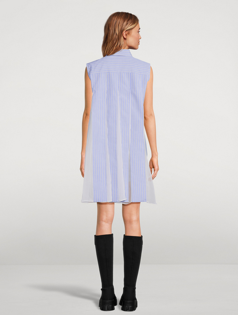 Sleeveless Shirt Dress In Stripe Print