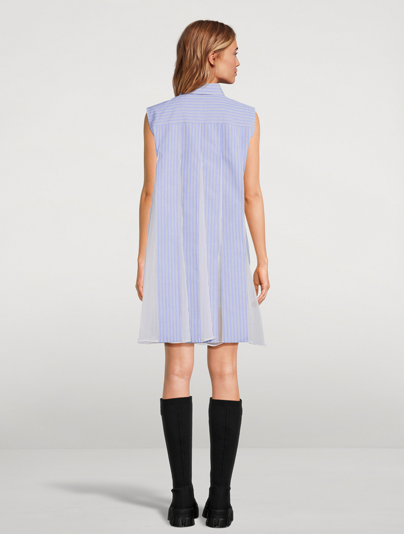 Sleeveless Shirt Dress Stripe Print
