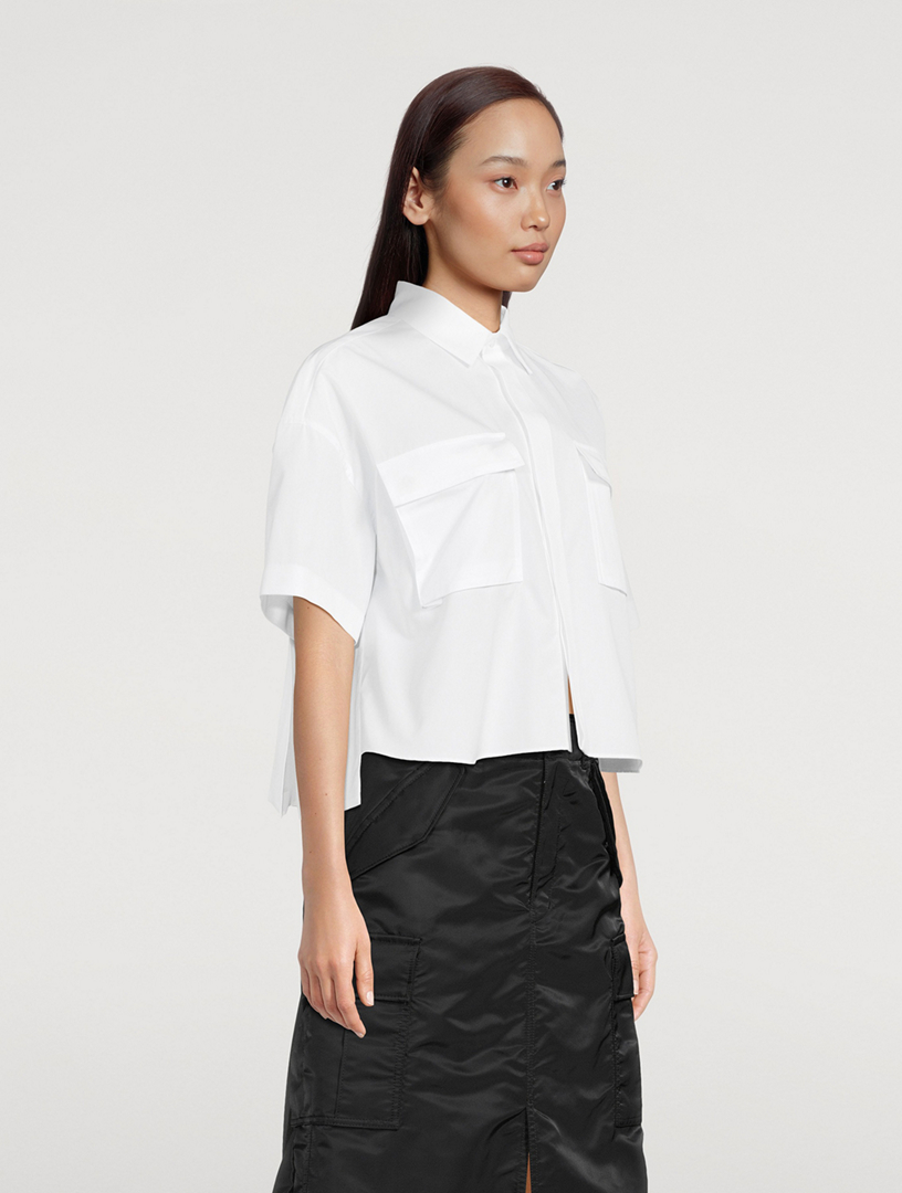 Pleated-Back Cropped Shirt