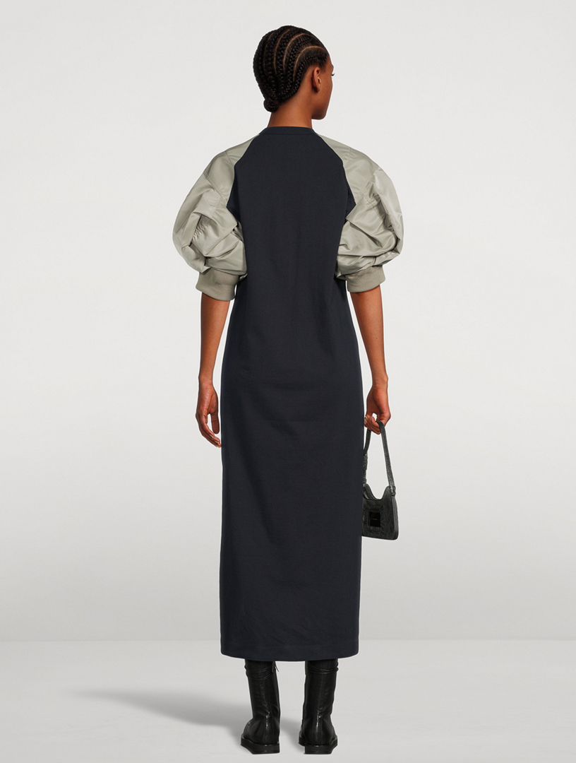 Nylon Twill Jersey Maxi Dress