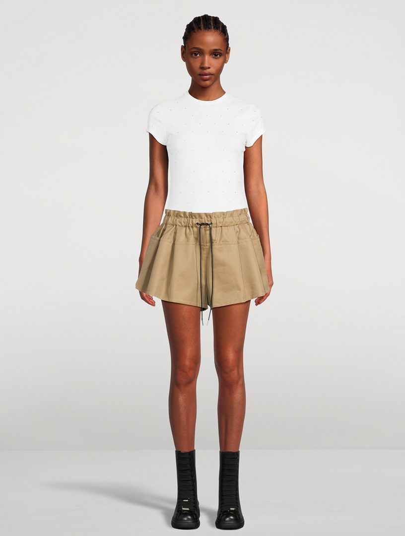 Cotton Gabardine Pleated Shorts