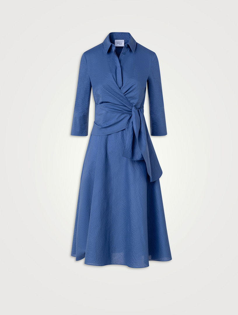 Wrap-Front Poplin Shirt Dress