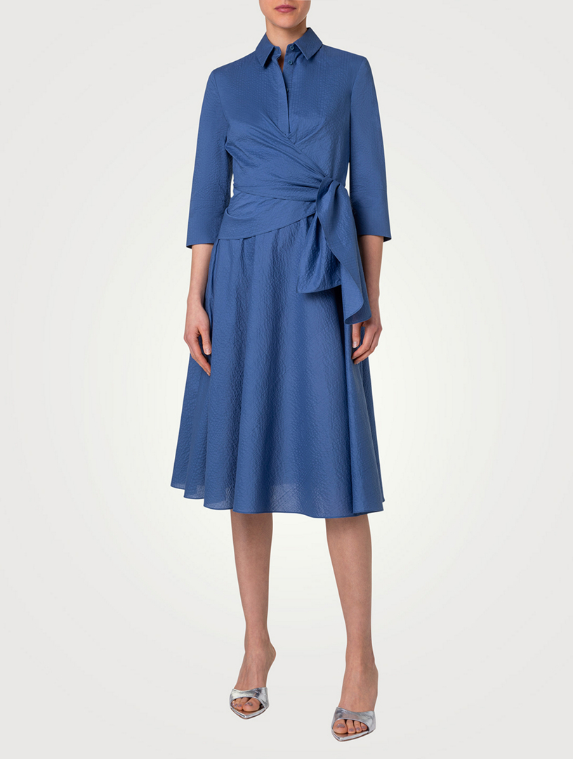 Wrap-Front Poplin Shirt Dress
