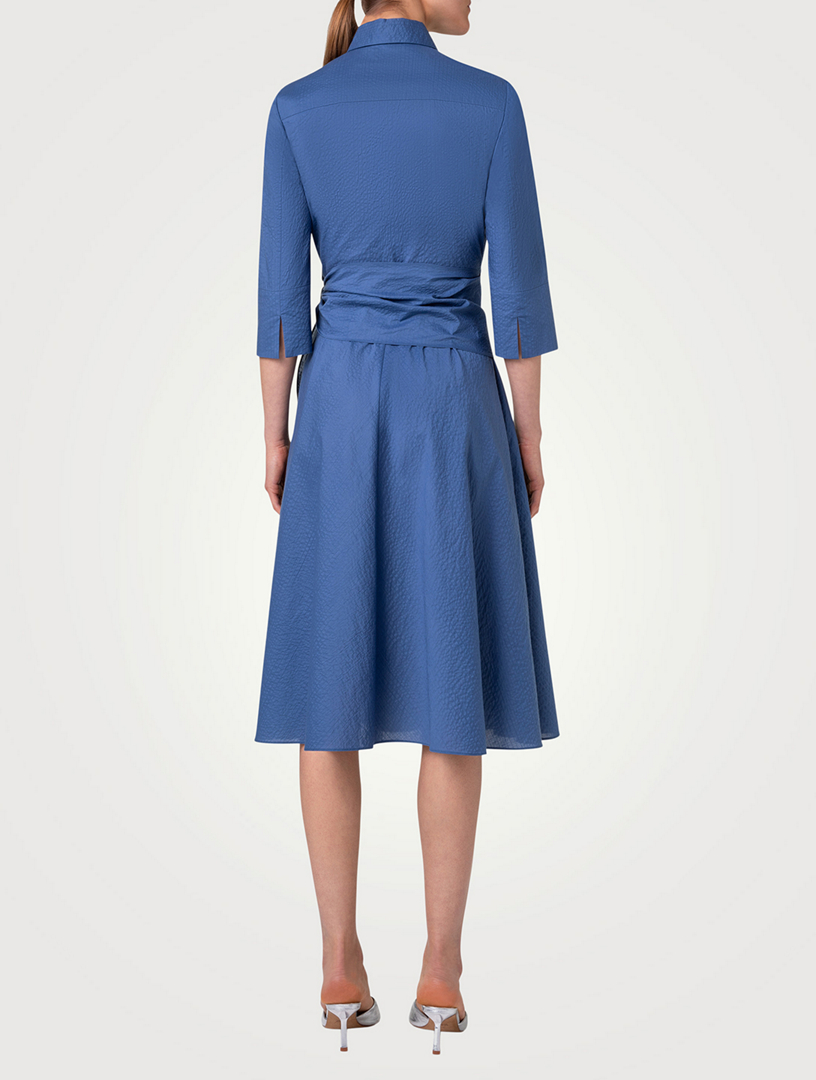 Wrap-Front Poplin Shirt Dress