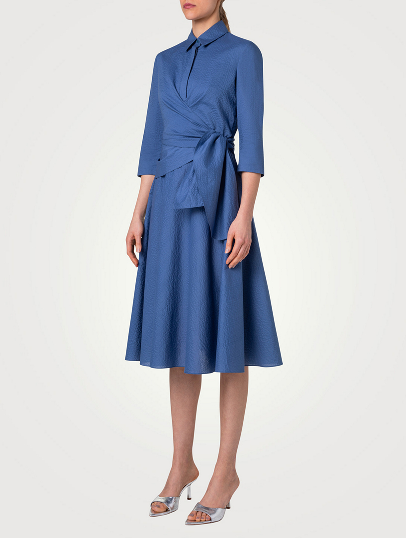 Wrap-Front Poplin Shirt Dress