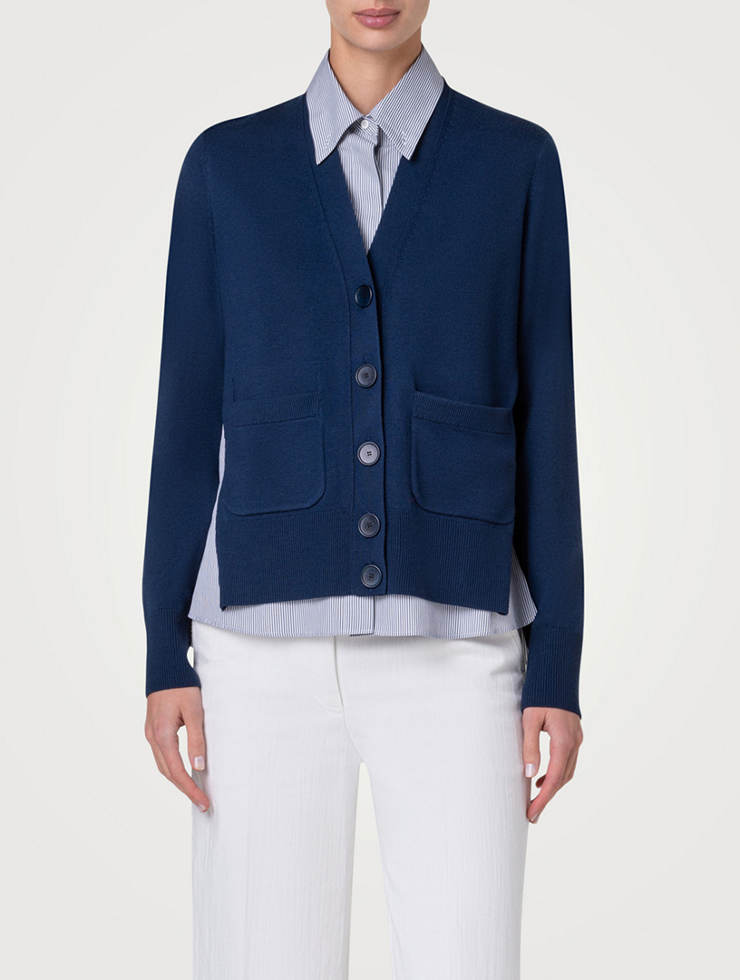Faux Layered Wool Cardigan