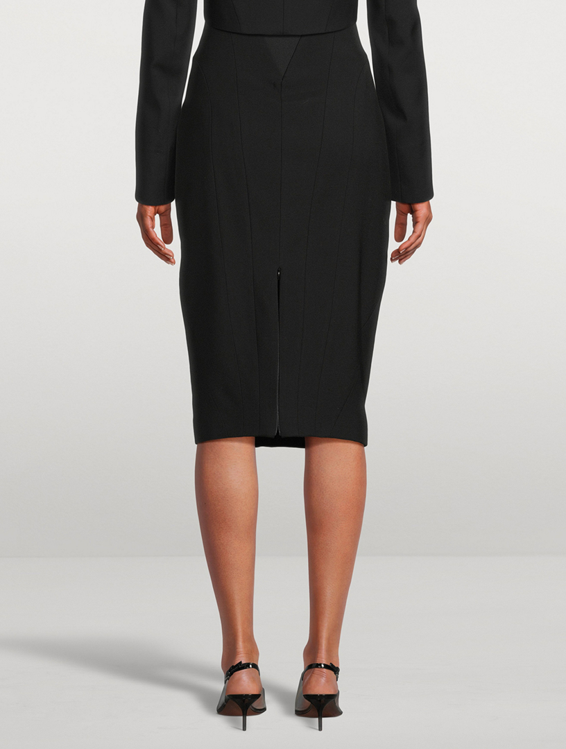 Button-Trimmed Pencil Skirt