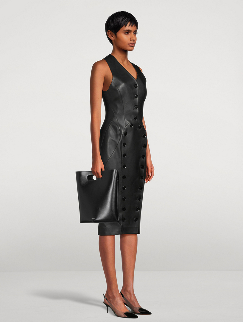 ALAA Button-Trimmed Leather Midi Dress | Holt Renfrew