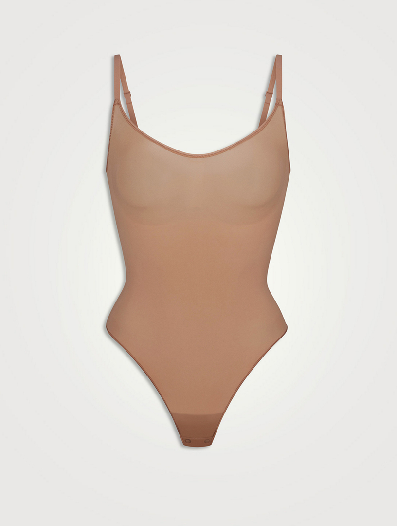 Track Skims Lace Lined Balconette Thong Bodysuit - Sienna - L at Skims