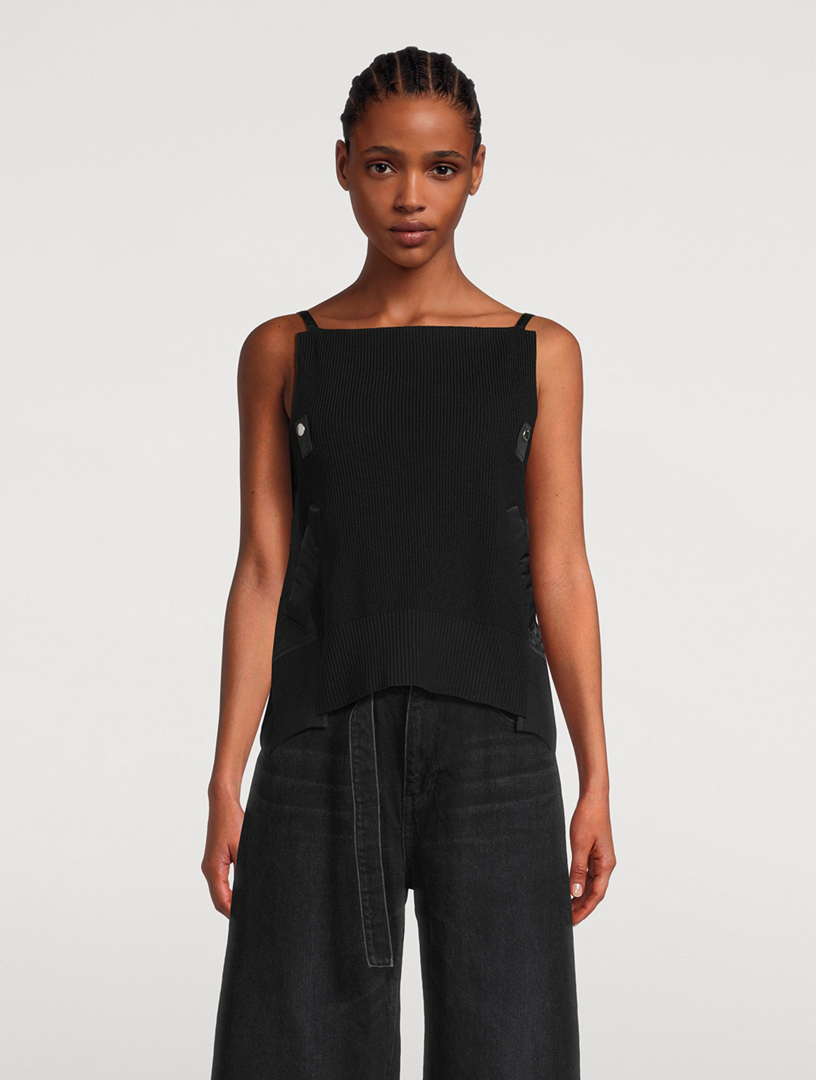 SACAI Nylon Twill Mix Knit Camisole