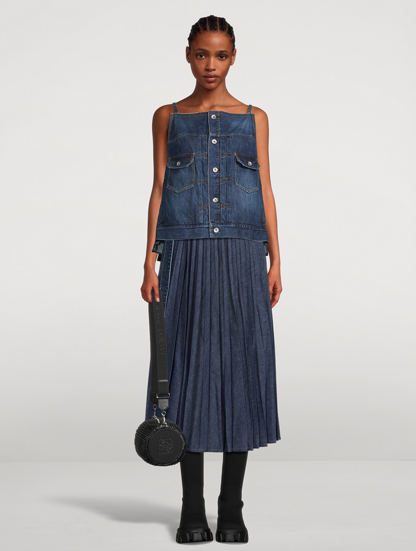 Denim Cami With Pleated Back