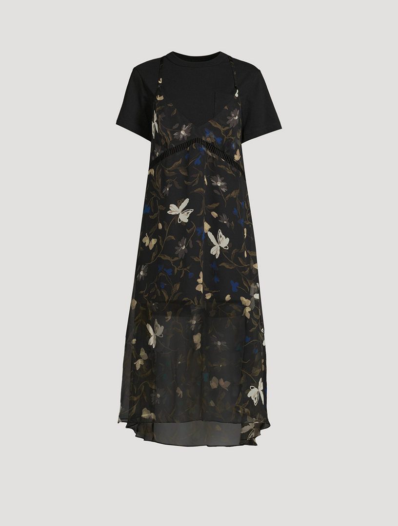 Layered Midi Dress In Floral Print