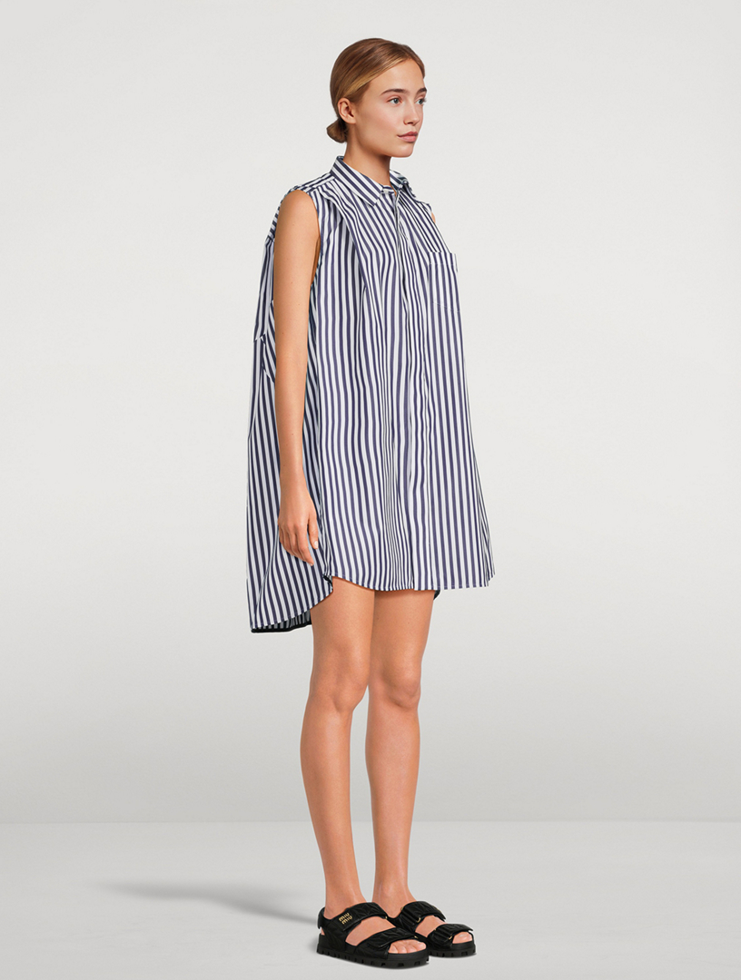 Sacai x Thomas Mason Shirt Dress In Stripe Print