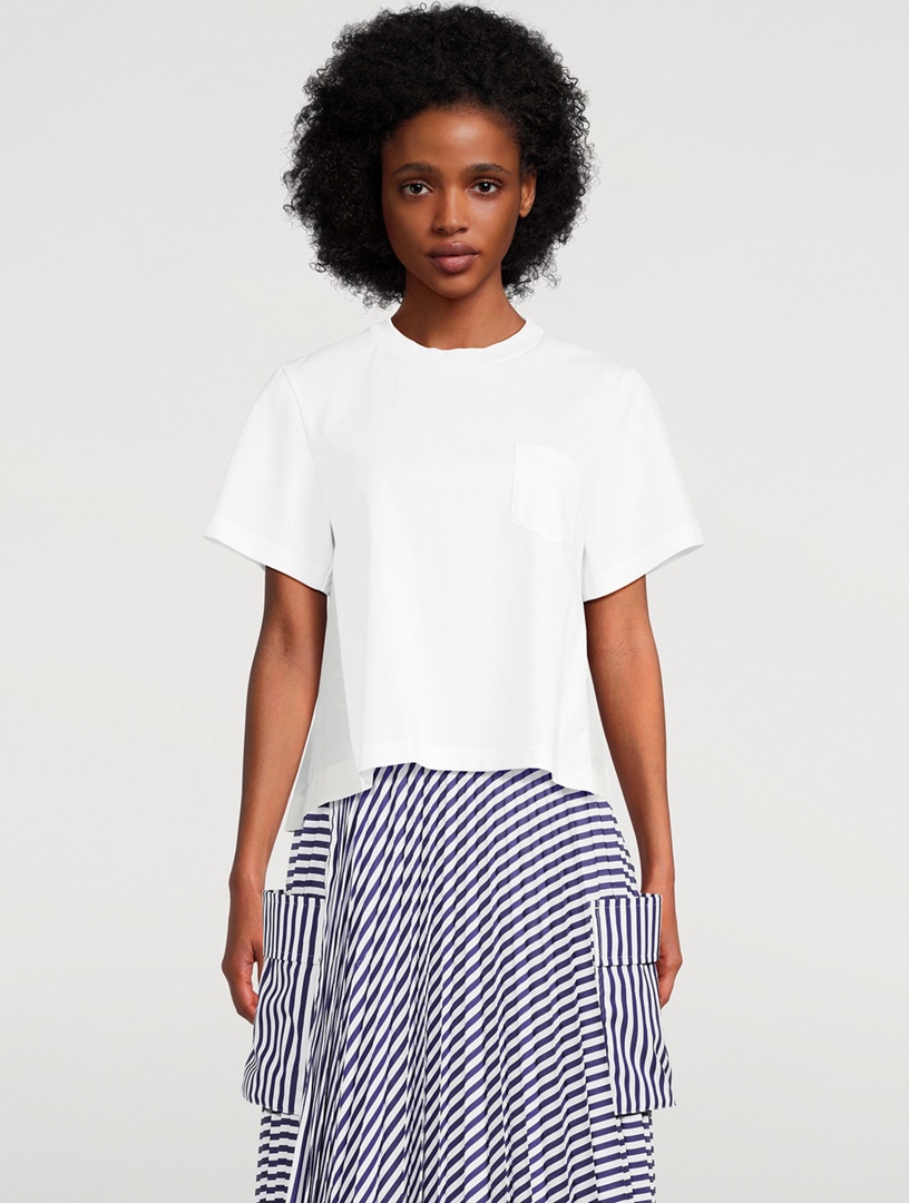 T-Shirt With Nylon Twill Back