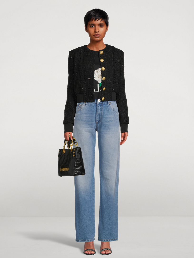 Cropped T-Shirt Roses Print