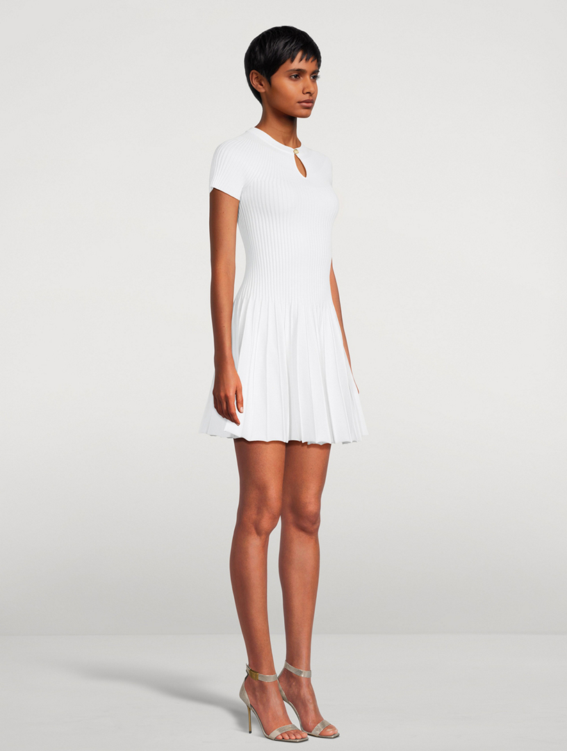 Pleated Knit Mini Dress