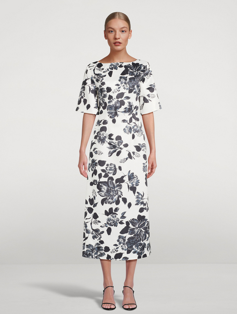 Kora Twill Midi Dress Floral Print