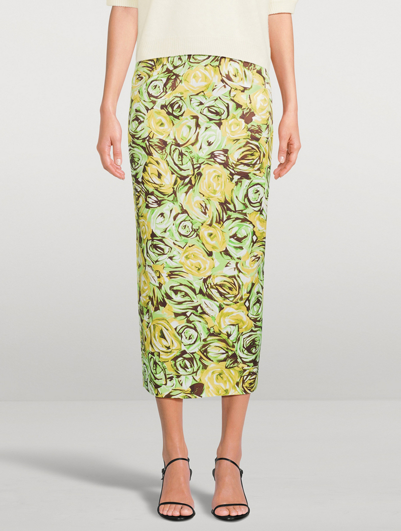 Lorelei Twill Pencil Skirt Floral Print