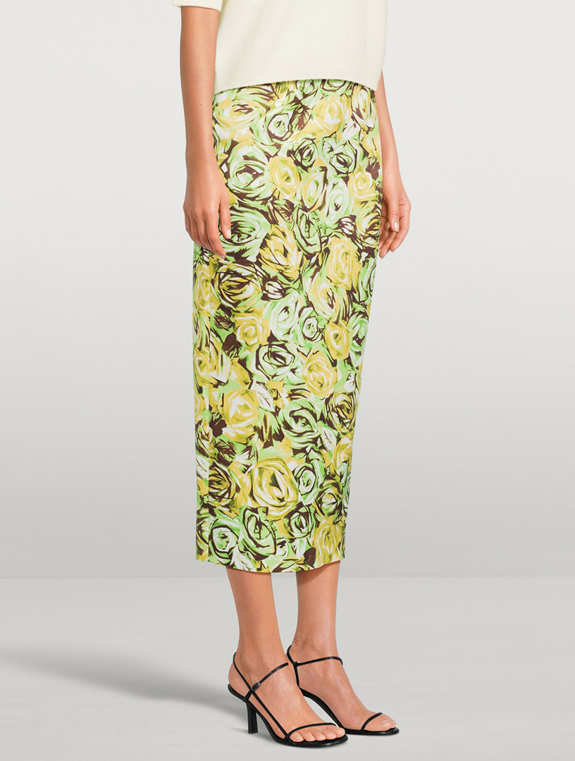 Lorelei Twill Pencil Skirt Floral Print