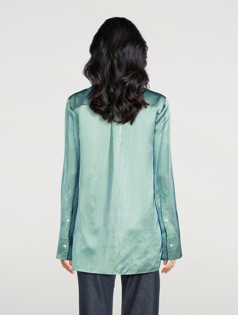 Satin Shirt Stripe Print