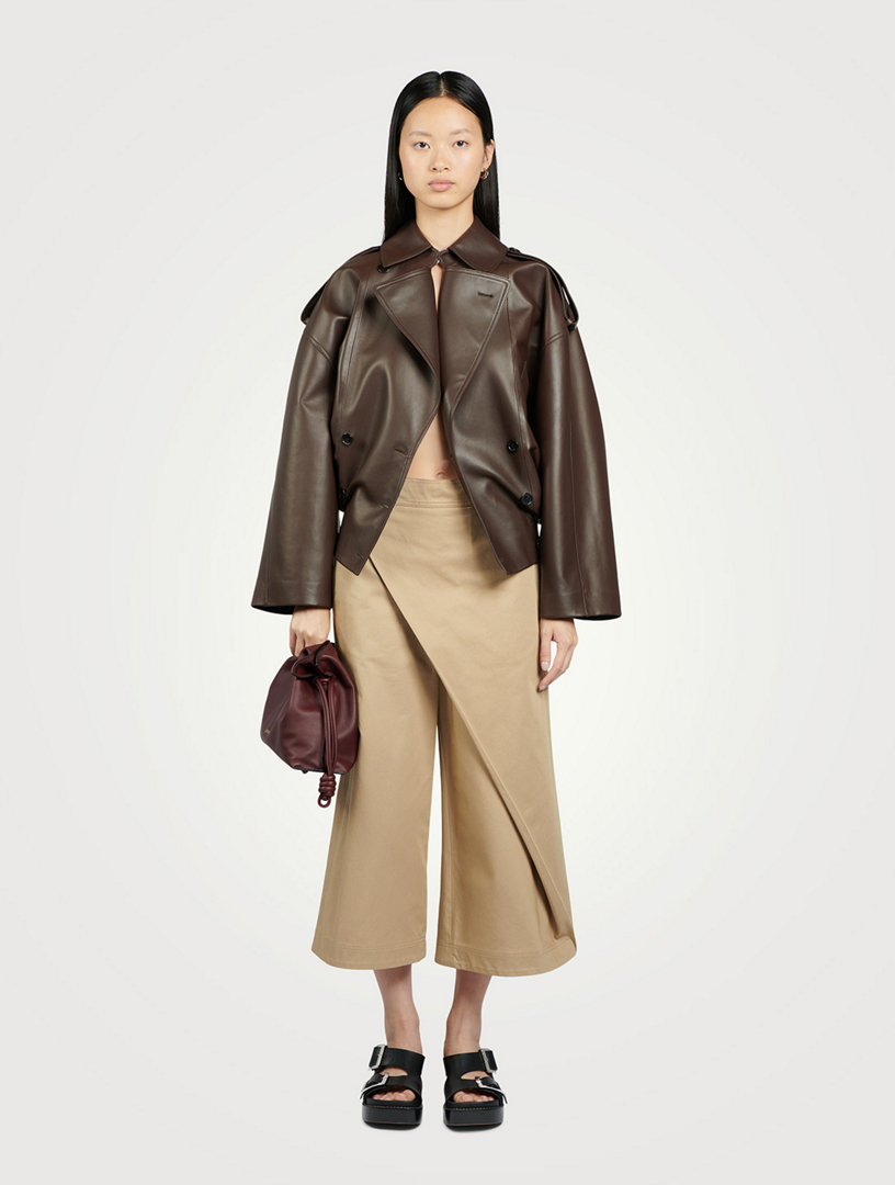 Balloon Leather Trench Jacket