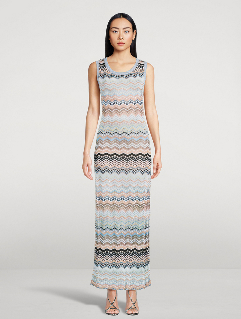 Sequin Zigzag Knit Maxi Dress