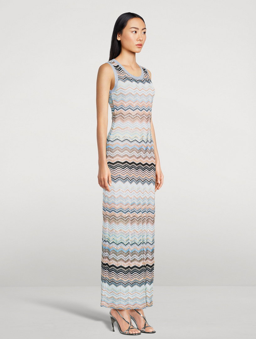 Sequin Zigzag Knit Maxi Dress