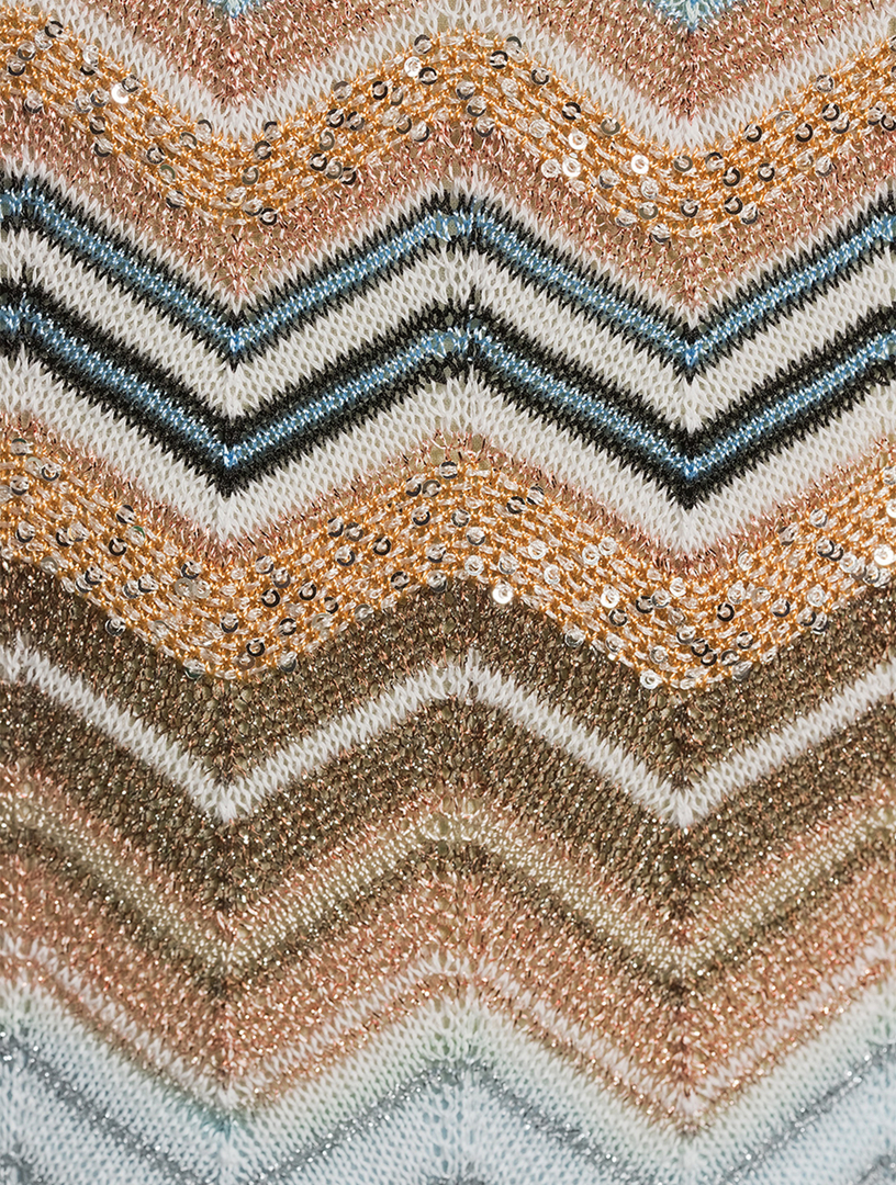 Sequin Zigzag Knit Maxi Dress