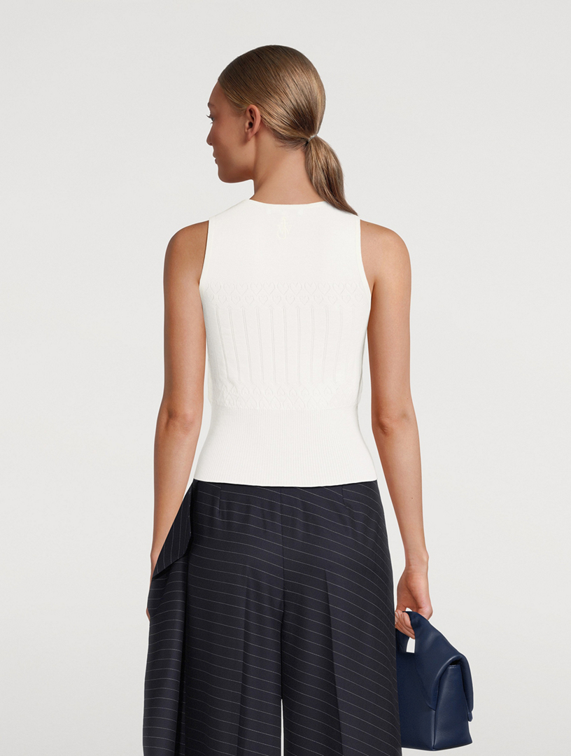 Pointelle Knit Sleeveless Top